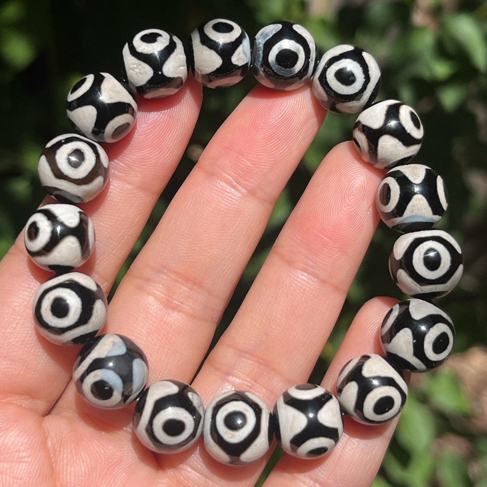 12mm stretchable barrel‎ bead agate bracelet